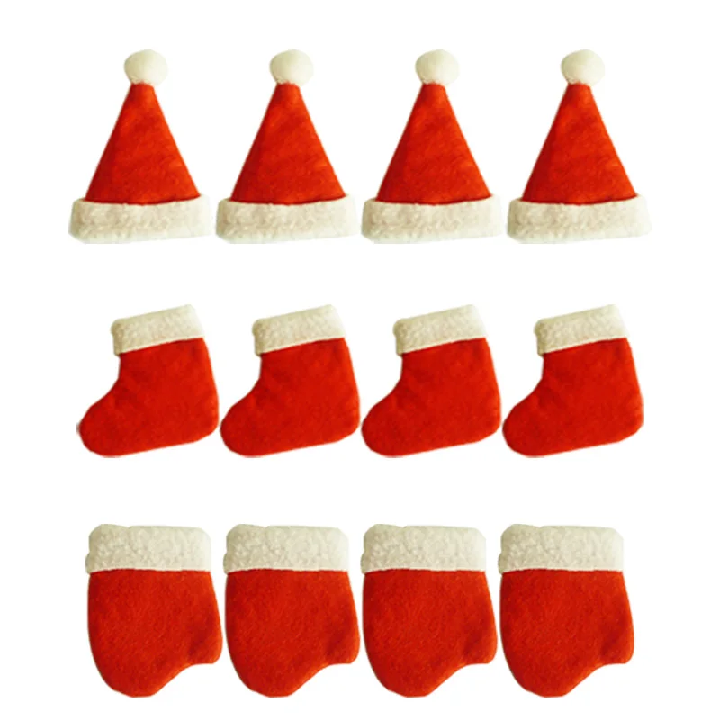 24 шт./компл. Рождественская шапка сумка для столовых приборов подарочные сумки