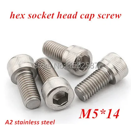 100 шт. M5 * 14 винт DIN912 Шестигранная головка цилиндра m5x14 мм шестигранные винты