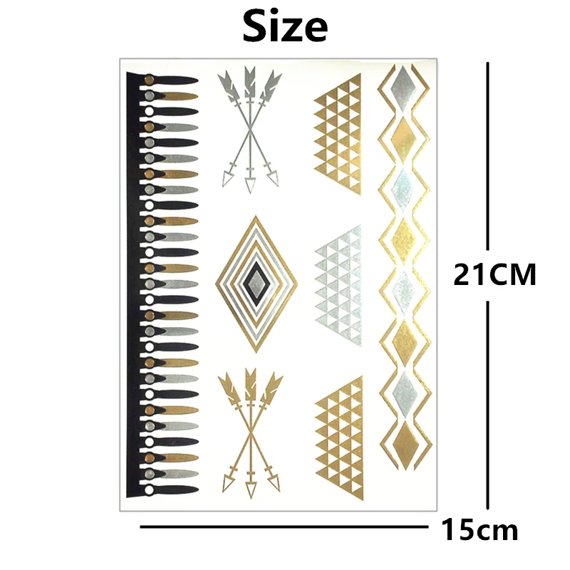 SHNAPIGN 24 стиля временная татуировка боди-арт треугольные золотые дизайны наклейка