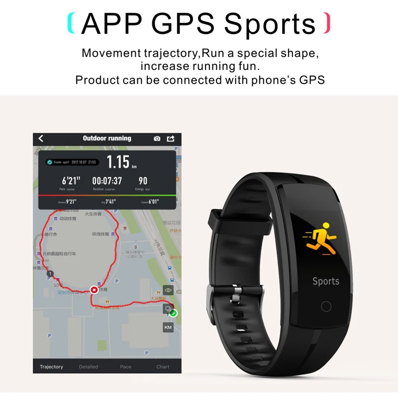 Смарт браслет Hartslagmeter Bloeddruk gps трек IP67 водопроводная Polsband Voor IOS Android PK QS90