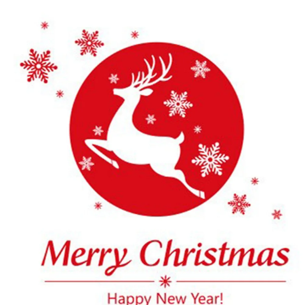 Рождество Стены Стикеры ПВХ Снежинка Олень Украшения С Рождеством Новым Годом Home