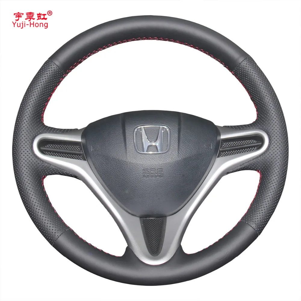 Искусственная кожа автомобиля рулевое колесо чехлы Чехол для Honda Jazz FIT City FIT 2008-2013 Ручная прошитая крышка