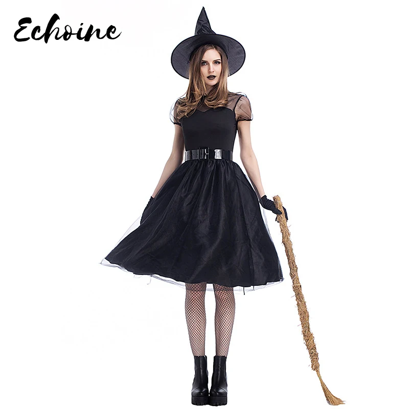 Женский костюм ведьмы из черной пряжи в готическом стиле|Праздничные костюмы| |