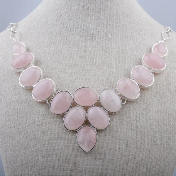 Новое поступление роскошный воротник из розового кварца с полудрагоценными