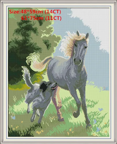 dog and horse travel Наборы для вышивания крестиком водорастворимый холст для вышивания крестиком собаки животные Needework DIY Набор для вышивания домашний декор - Цвет: dog and horse travel