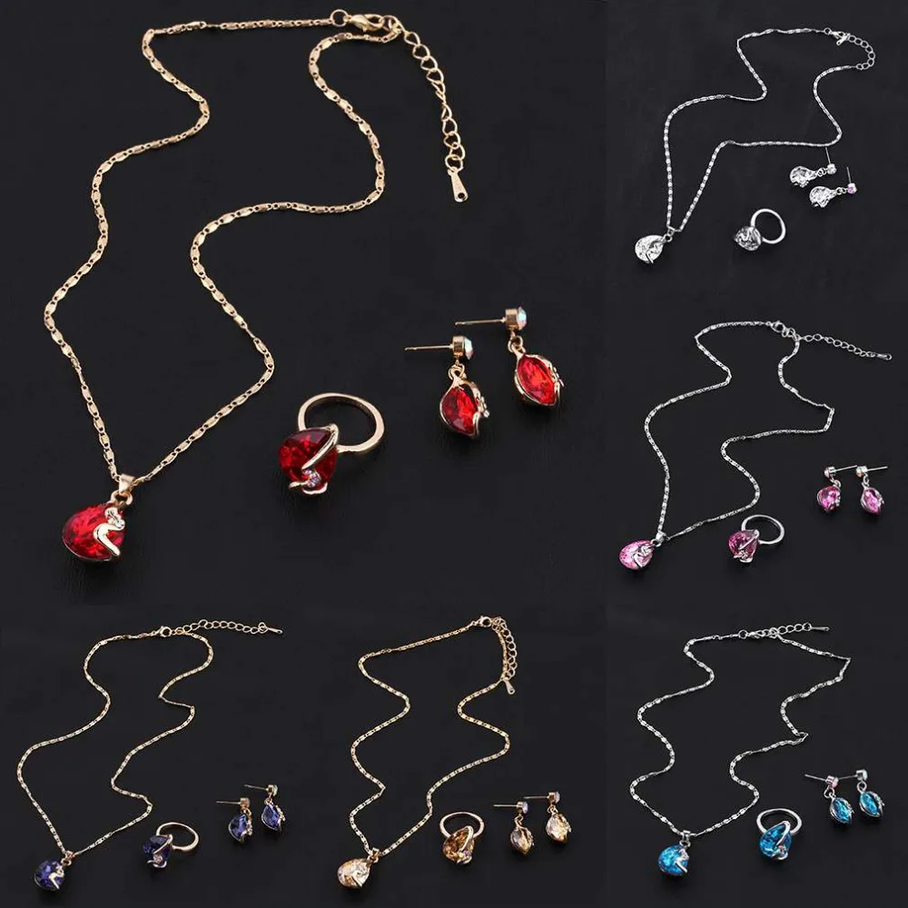 Новое Распродажа Мода 6 Цветов Австрийский Хрусталь Набор Серьги С Кулоном