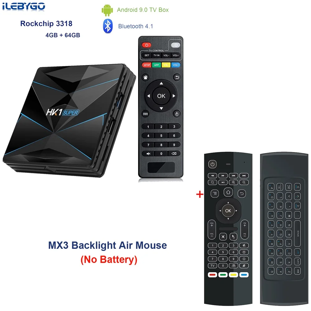 4GB 64GB MX3 Android 9,0 ТВ коробка HK1 супер Rockchip RK3318 телеприставка 4 Гб ram 128G rom USB 3,0 2,4G/5G двойной wifi BT4.1 HDR 4 K 3D медиаплеер - Цвет: 4GB 64GB MX3