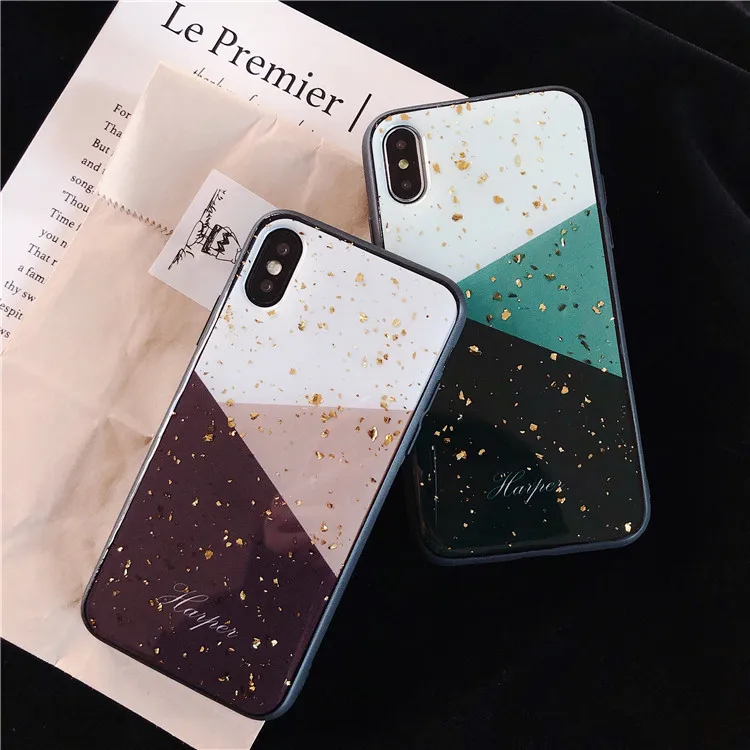 Ретро геометрический блестящий Мраморный Узор чехол для iPhone X XS Max XR 7 Puls 6 S 8 Plus