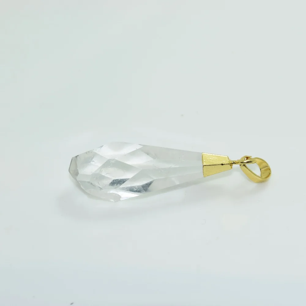 Кристалл кварца пуля кулона для ожерелье из натурального камня Белый Crystal clear