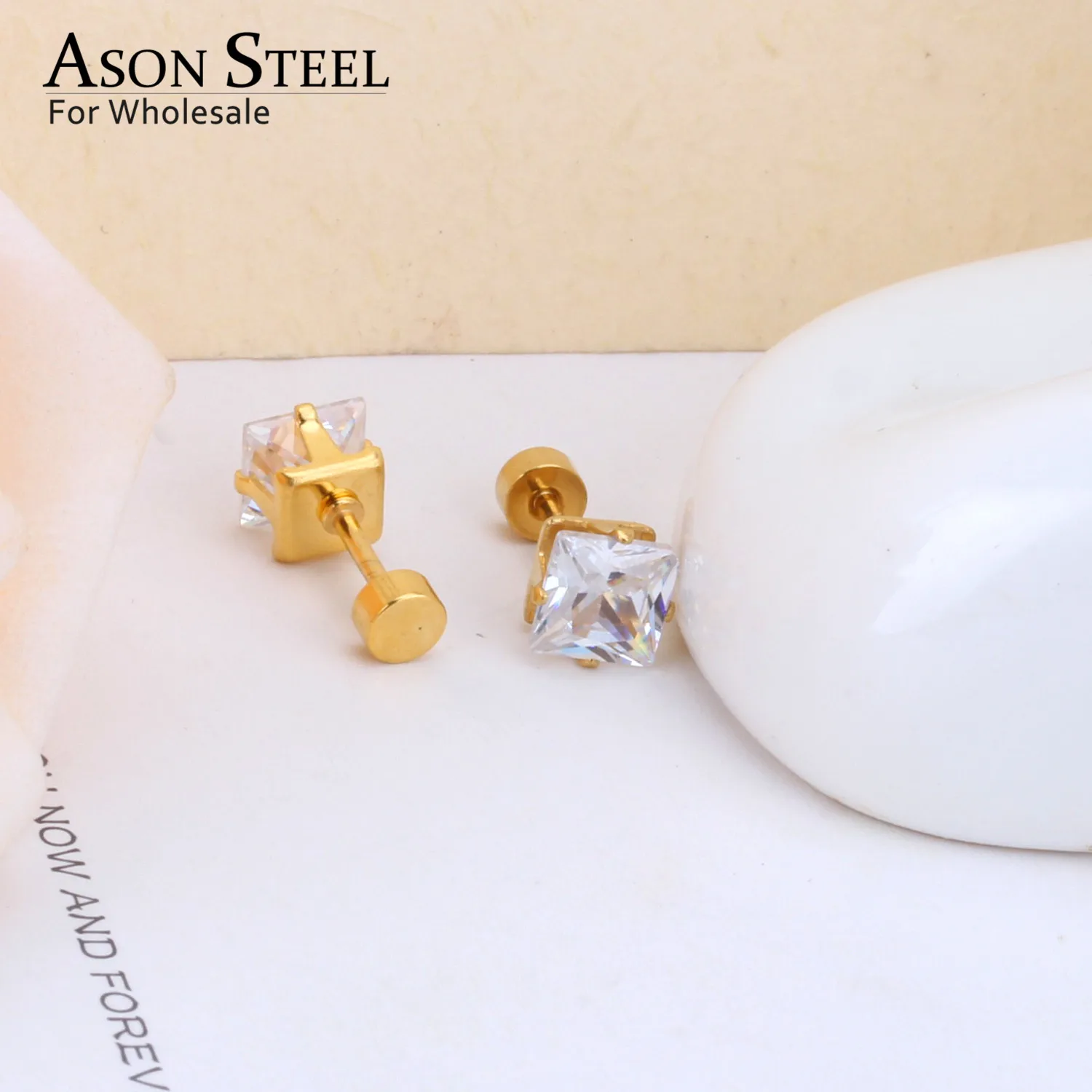ASONSTEEL 6 мм 316L квадратная нержавеющая сталь AAA CZ ювелирные изделия серебряный цвет