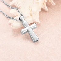ijd8495 unisex stainless steel cross cremation jewelry pendant necklace women men
