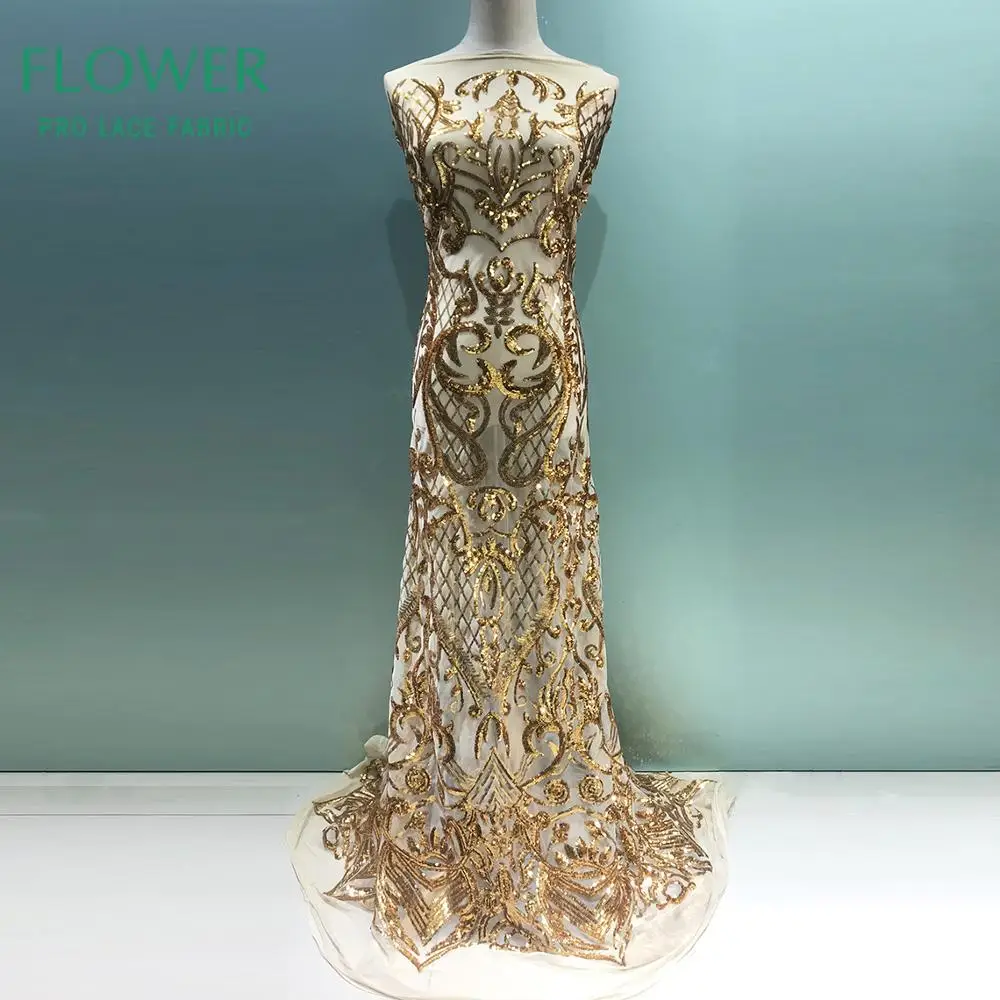 White Color Seuined Embroidered Guipure Mesh Tulle Lace Fabrics 2019 High Quality African Indian Women Wedding Prom Dress Fabric | Дом и сад