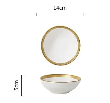 260ml white bowl x4 4 шт. Набор Золотая инкрустация столовая посуда коллекция керамическая тарелка и чаша с золотой кромкой посуда белый и черный набор посуды - Цвет: 260ml white bowl x4