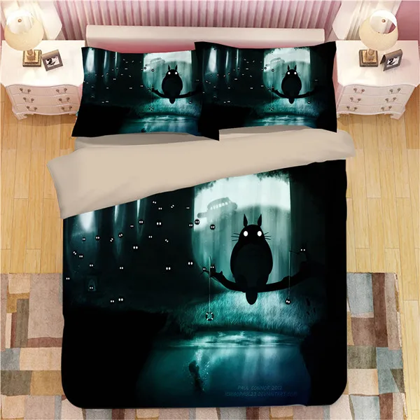 style 1 Высокое качество мультфильм 3D Тоторо дизайнерский комплект белья постельное белье с наволочкой пододеяльник Твин Размер кровати набор домашнего текстиля - Цвет: style 1