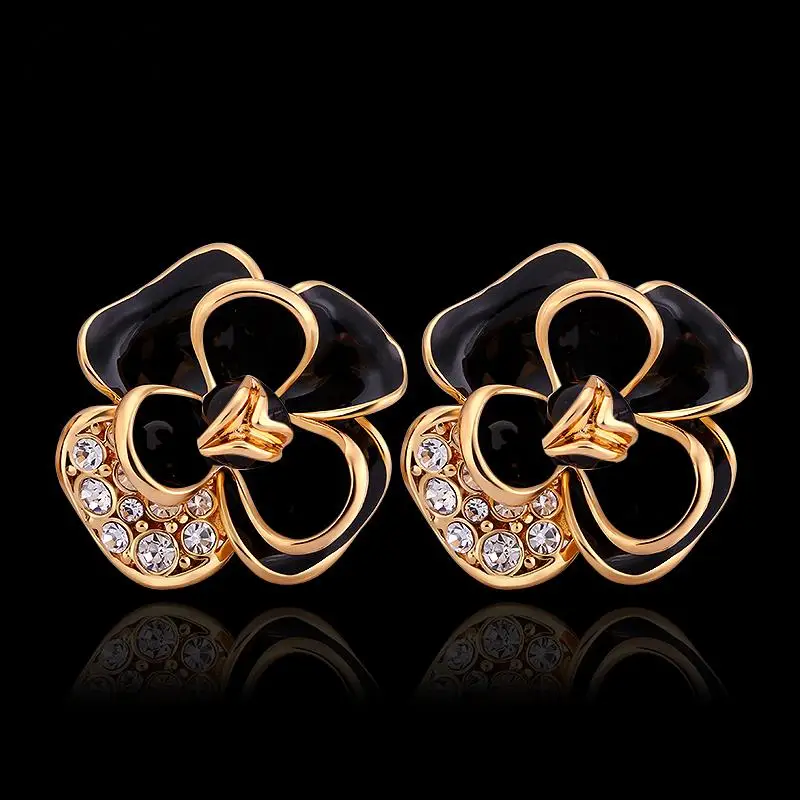 Fashion Jewelry 18K Gold Plated Earrings Austrian Crystal Flower Engagement For Women E939 | Украшения и аксессуары