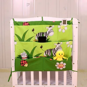 Подвесная сумка для детской кроватки, брендовый хлопковый органайзер для детской кроватки, игрушечный карман для подгузников, Комплект постельного белья, 50*60 см