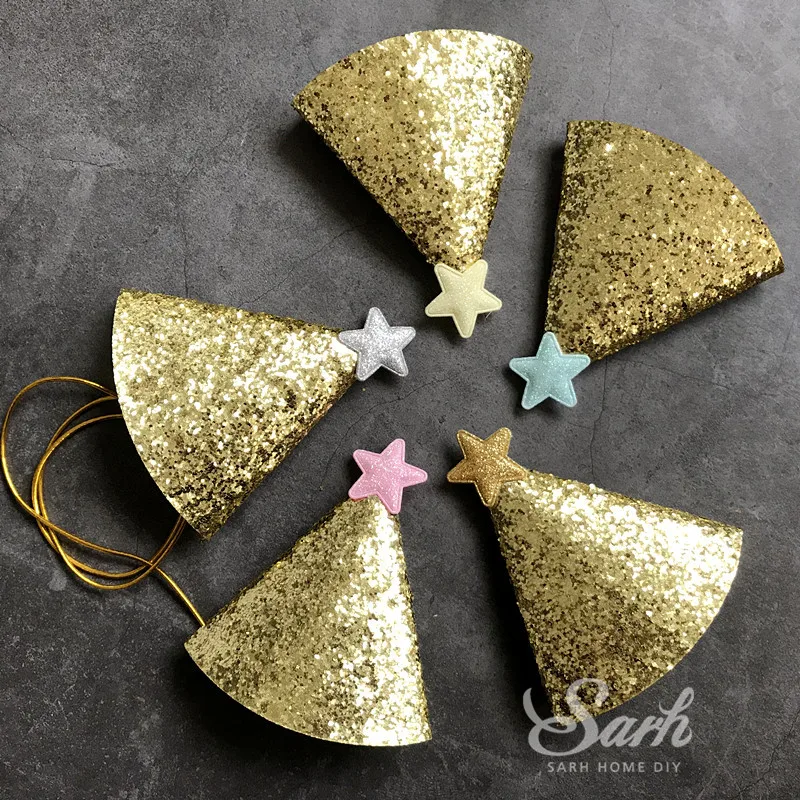 5 шт. блестящая золотая мини шляпа на день рождения с красочными звездами для