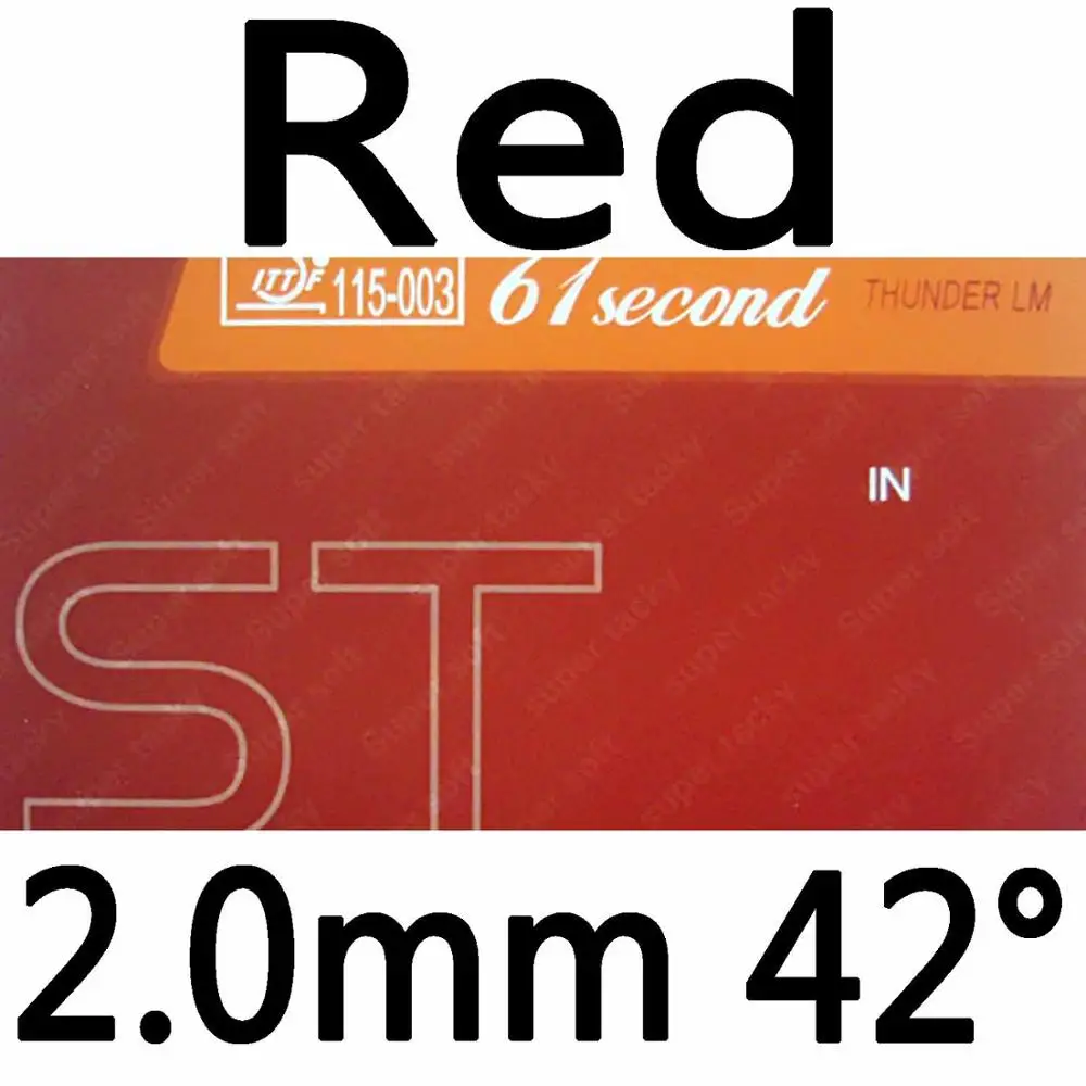 red 2.0mm H42 61second супер мягкие и супер липкий Прыщи В Настольный теннис Резина с губкой список 1,0 мм-2,2 мм - Цвет: red 2.0mm H42