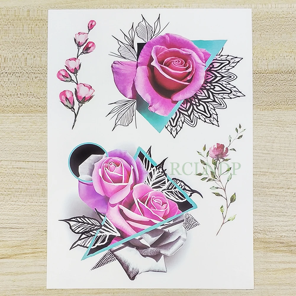 Waterproof Temporary Tattoo Sticker Rose Flower Fake Tatto body art Flash Tatoo Large size Tatouage Leg Arm for Women Men girl | Красота и