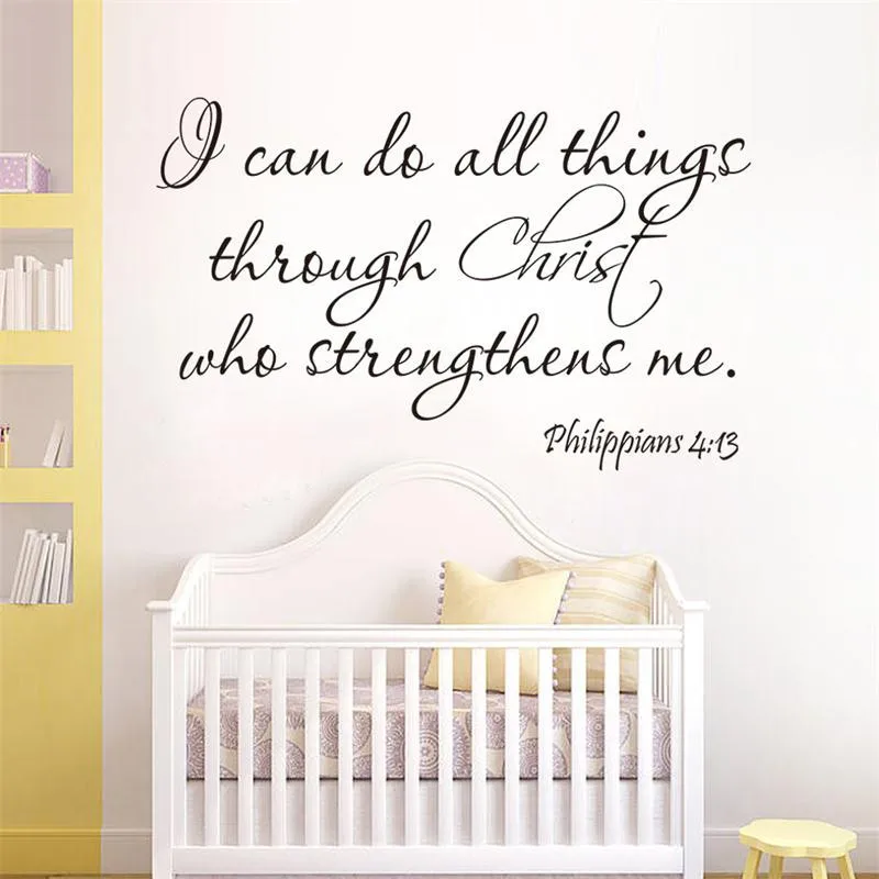 

Philippians 4:13 I Can Do All Thing Christ Bible quote home decal wall sticker family happy bless adesivo de parede wallposter