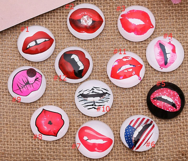 Sexy Lips 12mm/14mm/16mm/20mm Round photo glass cabochon demo flat back Making findings