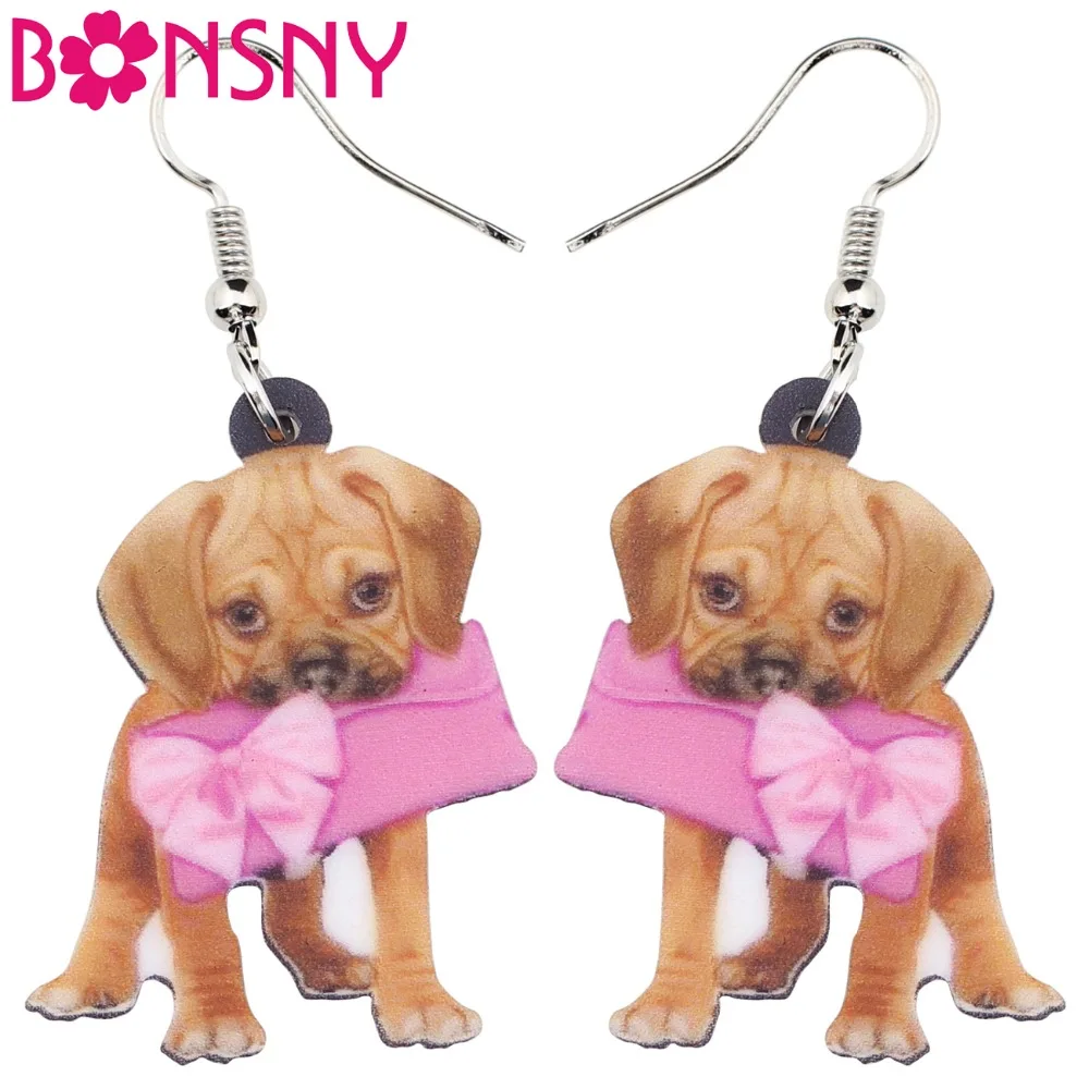 Женские акриловые серьги с бантом Bonsny длинные собаками и животными аксессуары