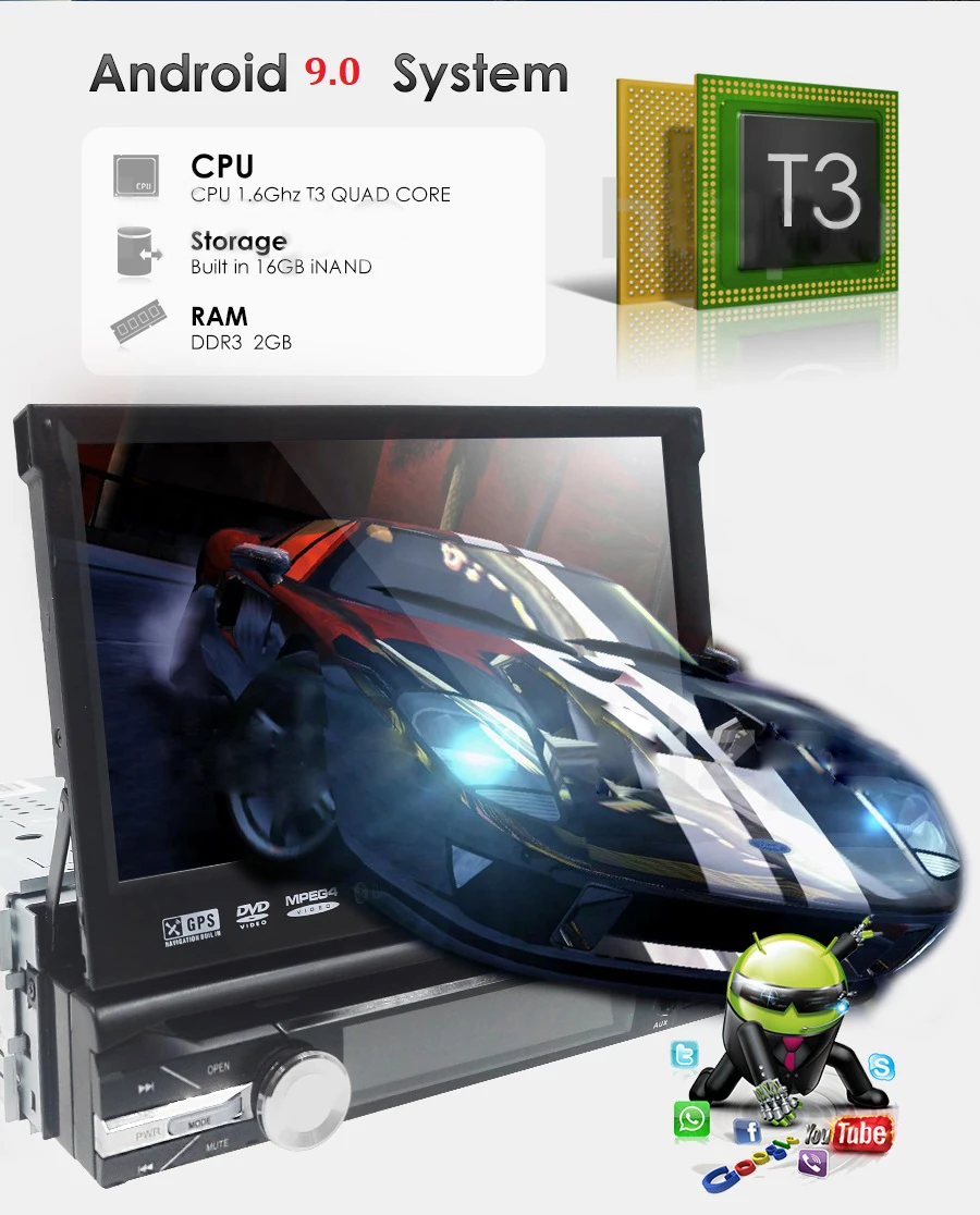 2G ram 1 Din Android 9,0 четырехъядерный автомобильный dvd-плеер для универсальной gps-навигации стерео радио wifi MP3 аудио USB SWC