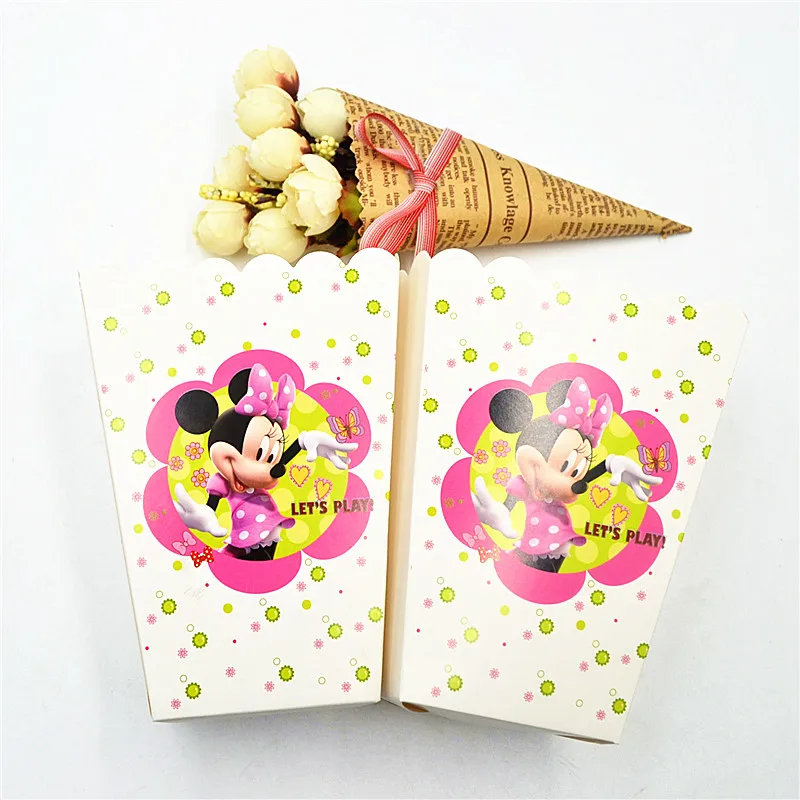 6 шт./компл. забавная Минни Маус товары для дня рождения попкорн коробка чехол
