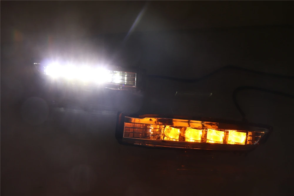 Автомобиль мигает 2 шт. светодиодный DRL дневные ходовые огни противотуманная лампа фары желтый указатель поворота лампа для Honda Accord 10th