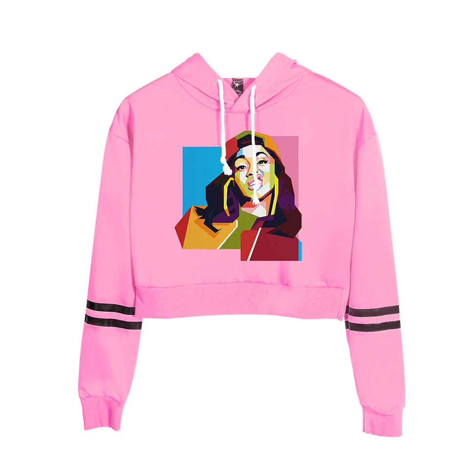 Список Cardi B укороченный топ толстовки для женщин Kpop хлопок Harajuku высокое качество Cardi B девушка оранжевый свитер с капюшоном