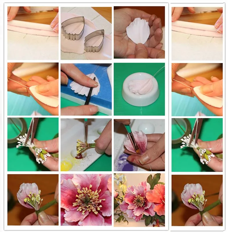 4 предмета/1 комплект принт сердечко пион Fondant (сахарная) кондитерский шприц для