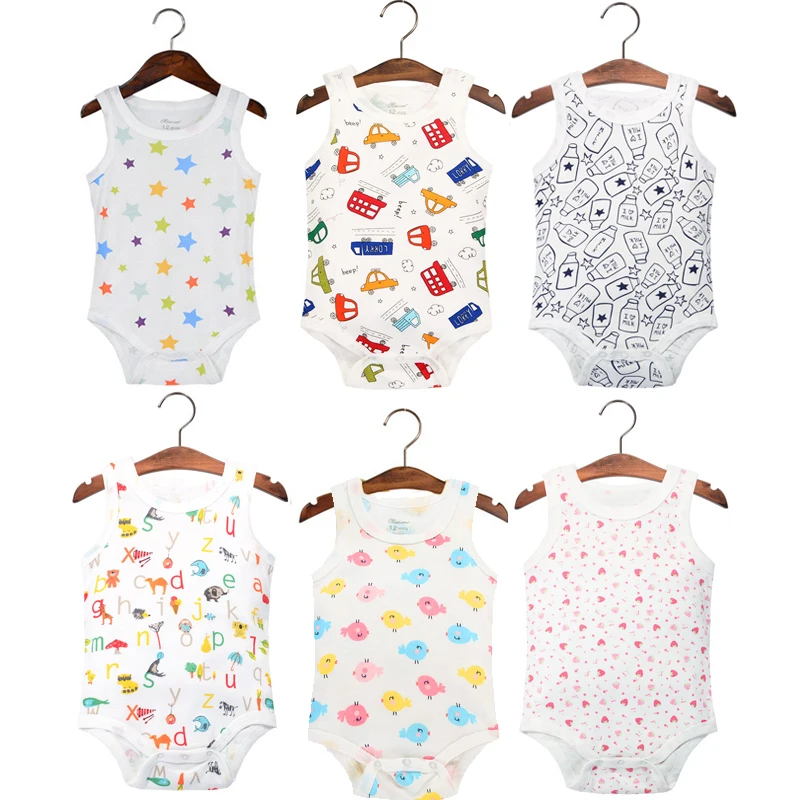 

Y72 baby summer dress Newborn Boys and Girls Summer Romper, 100%Cotton Triangular Siamese Vest Multicolor Optional Baby Romper