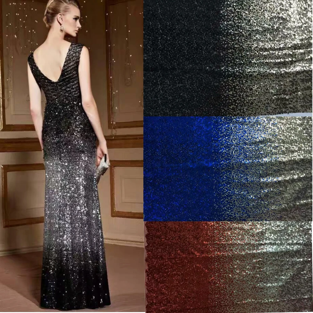 Градиентный цвет блестки вышивка сетка кружева ткань H1LA5|fabric fabric|gradient color fabriccolorful