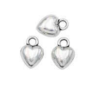 30pcs antique silver plated heart charms beads pendants for jewelry making diy handmade 10x7mm d518