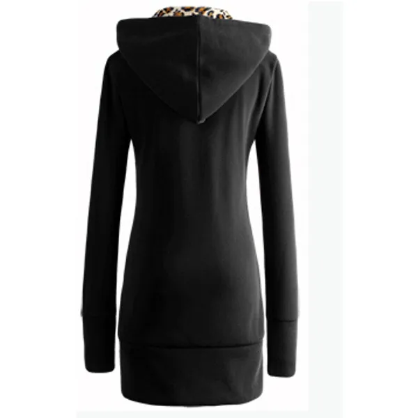 

2018 Women Leopard Jacket Coat Winter Autumn Mature Ladies Fleece Hooded Casaco Feminino Women's Zipper Outerwear Long Wool Coat