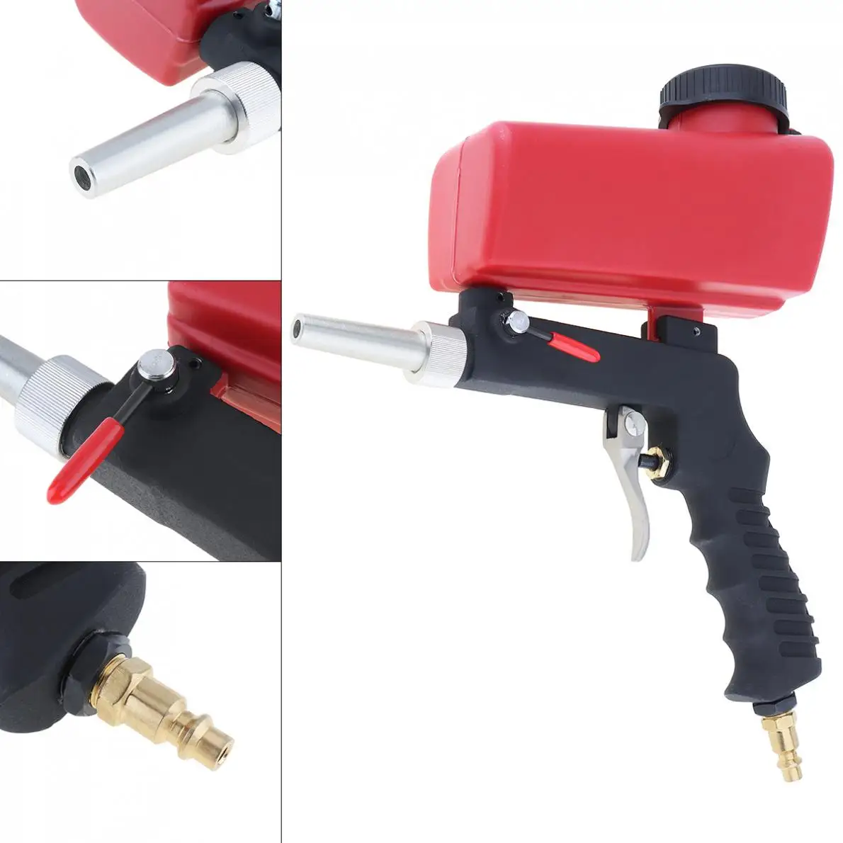 Portable Hand Held Pneumatic Sand Blasting Gun Sandblasting with Switch and 1/4" Air Inlet for Eliminate Rust / Spray Polishing