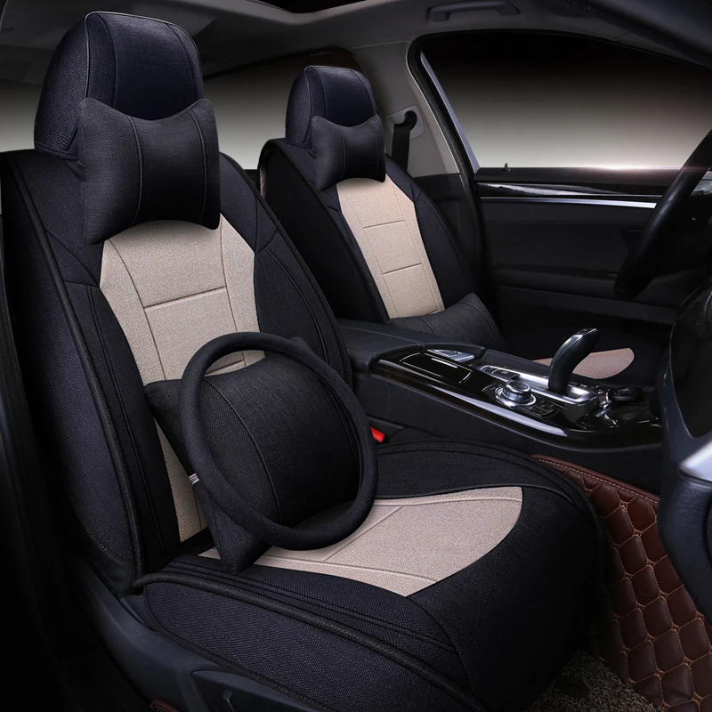 Льняные автомобильные чехлы для toyota rav4 corolla verso wish land cruiser 200 Prado avensis fortuner
