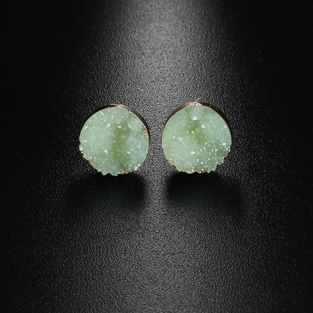 Женские круглые серьги гвоздики из натурального камня 1 пара|Серьги-подвески| |