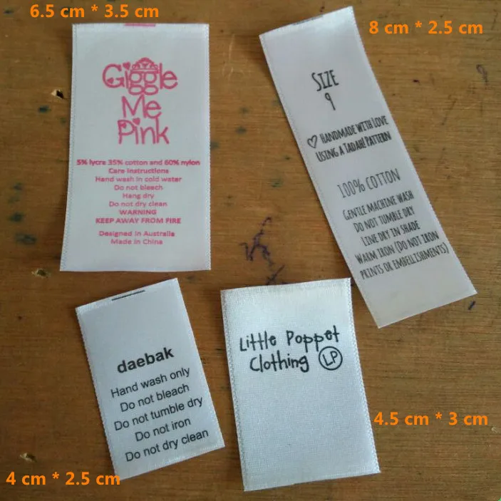 1000 шт Заказные мягкие шелковые атласные ленты для мытья этикетки одежда малышей