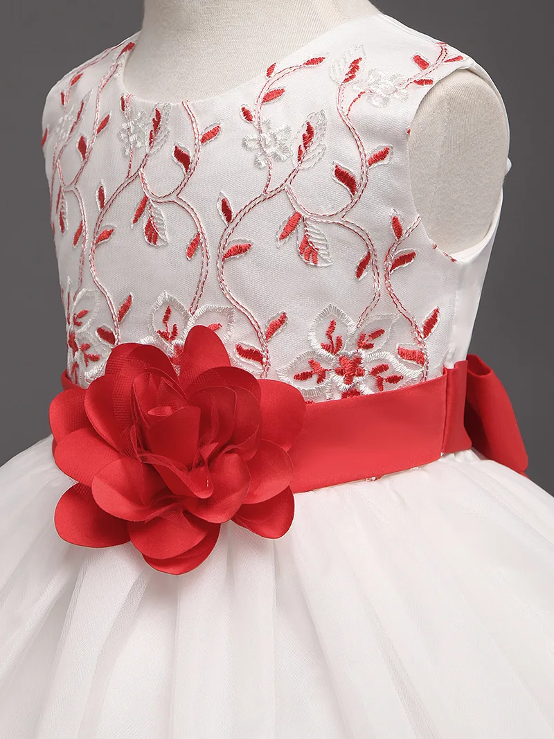 Романтические платья для девочек с цветочным рисунком бальные детей белое