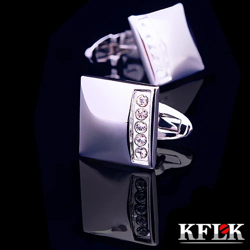 KFLK роскошные новые запонки для рубашки для мужчин, подарочные брендовые запонки с синими кристаллами, запонки высокого качества, дизайнерские украшения