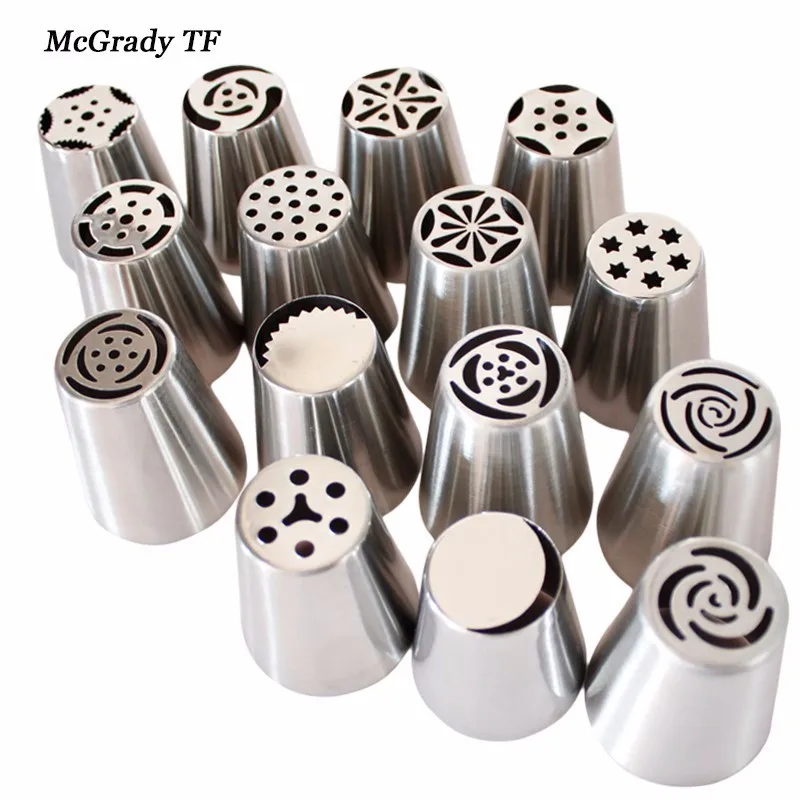Mac 15 шт. Нержавеющая сталь русский тюльпан глазури трубопроводов сопла подарок