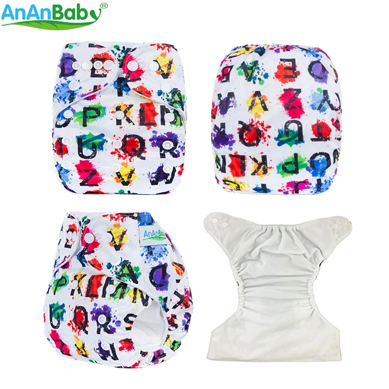 Ananbaby тканевые подгузники с цифровыми принтами карманные детские моющиеся со