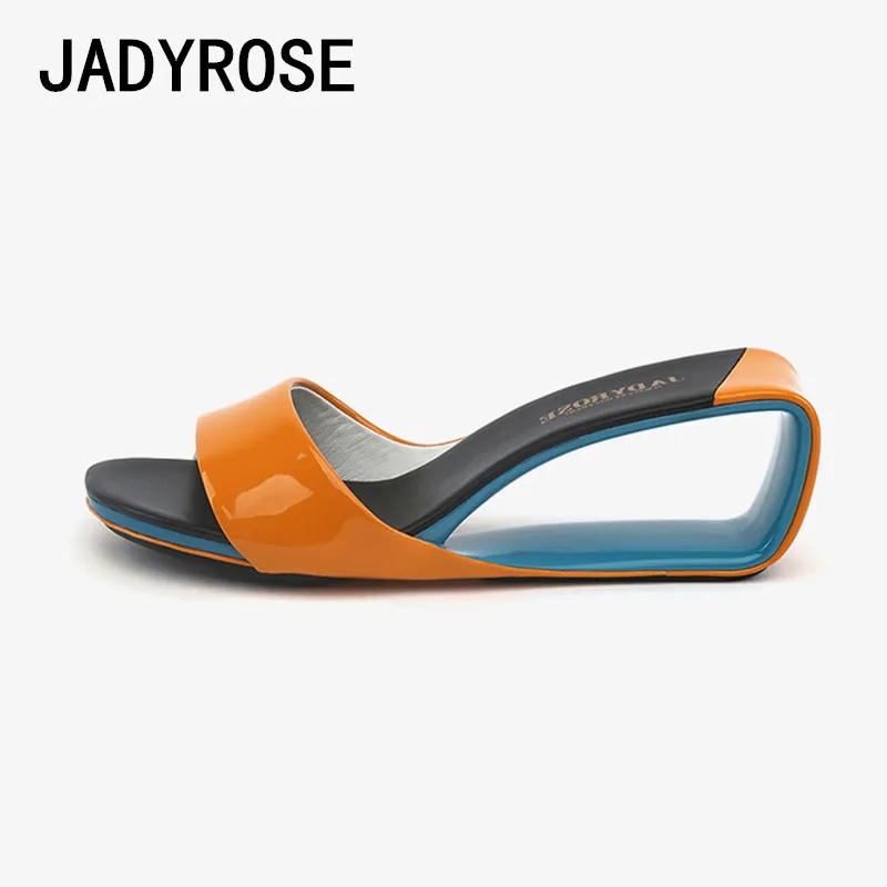 JADYROSE/женские летние босоножки; белые кожаные повседневные шлепанцы на танкетке; обувь; Серебристые каблуки с узором; Sandalias Femmes Chaussure Mujer