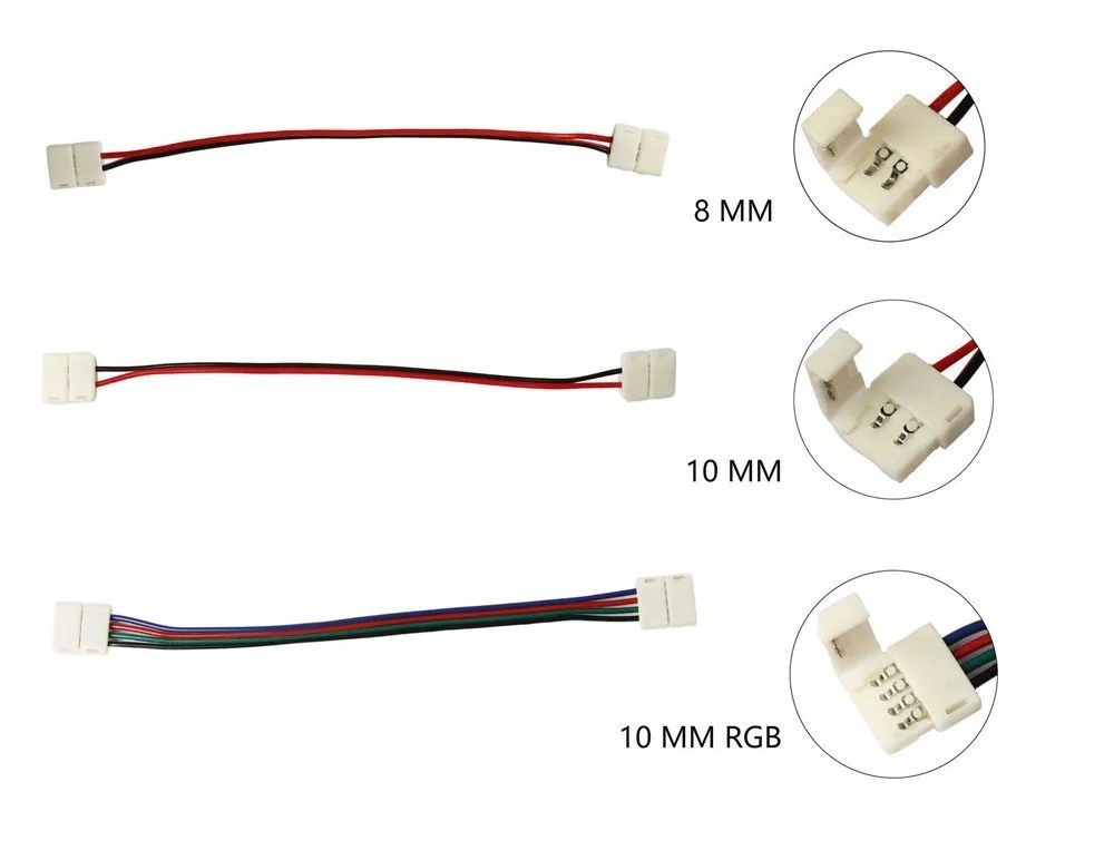 10X разъем светодиодной ленты 8 мм 10 мм 2 Pin 4 Pin 3528 2835 5050 провода RGB один цвет solderless светодиодный PCB платы провода разъемы