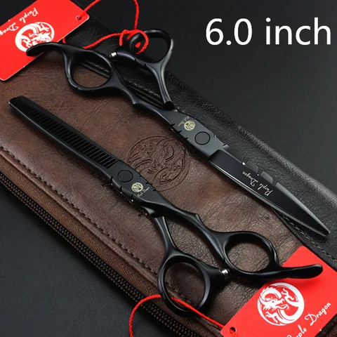 Новое поступление 5,5/6,0 Профессиональные ножницы для волос набор черных прямых и филировочных ножниц Высокое качество для парикмахеров