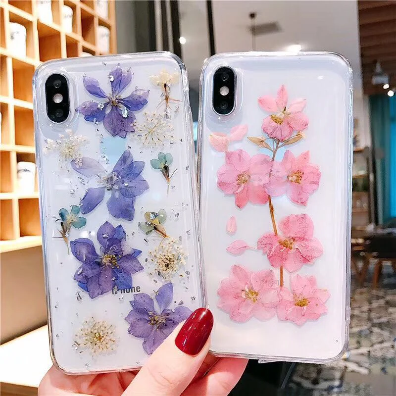 Настоящие цветы сушеные чехлы с цветочным принтом для IPhone X XS Max XR 6 6S 7 8 Plus Чехол