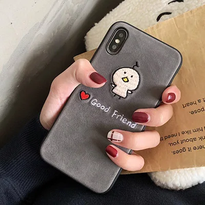 gray GlamPhone чехол с вышивкой хороший друг чехол для телефона для iPhone XS Max XR XS 8 8plus 7 7plus 6/6S Plus стильная мягкая задняя крышка из ТПУ - Цвет: gray
