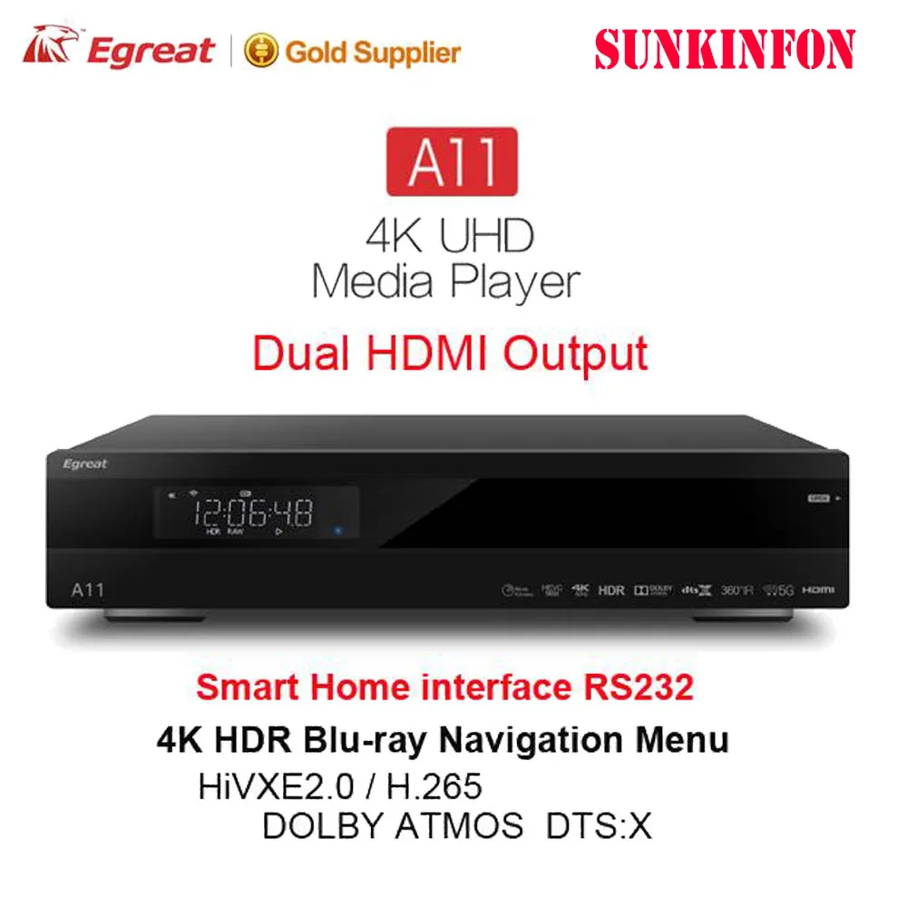 Egreat A11 Only Egreat A11 3D 4K Blu-Ray HDD медиаплеер Bluetooth 4,0 2G/16G Android tv Box домашний кинотеатр HDR 10 2,4G/5G WiFi Dolby Atmos/DTS: X - Цвет: Egreat A11 Only