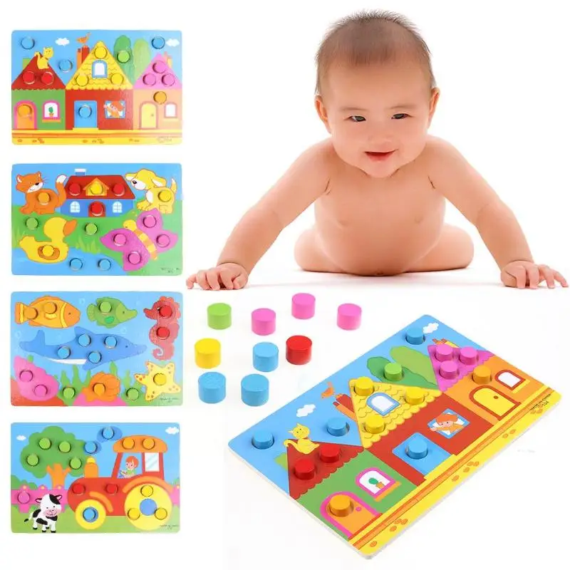 Развивающие игрушки 22,5x15x0,5 см, деревянные 3D головоломки, игрушки, Мультяшные вещи, цветные познавательные настольные игры для детей, подарки для детей